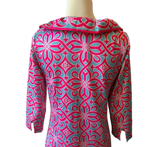 GRETCHEN SCOTT DESIGNS  RUFFNECK DRESS SCALLOP NECKLINE SHIFT STRETCH JERSEY SM - Picture 6 of 13